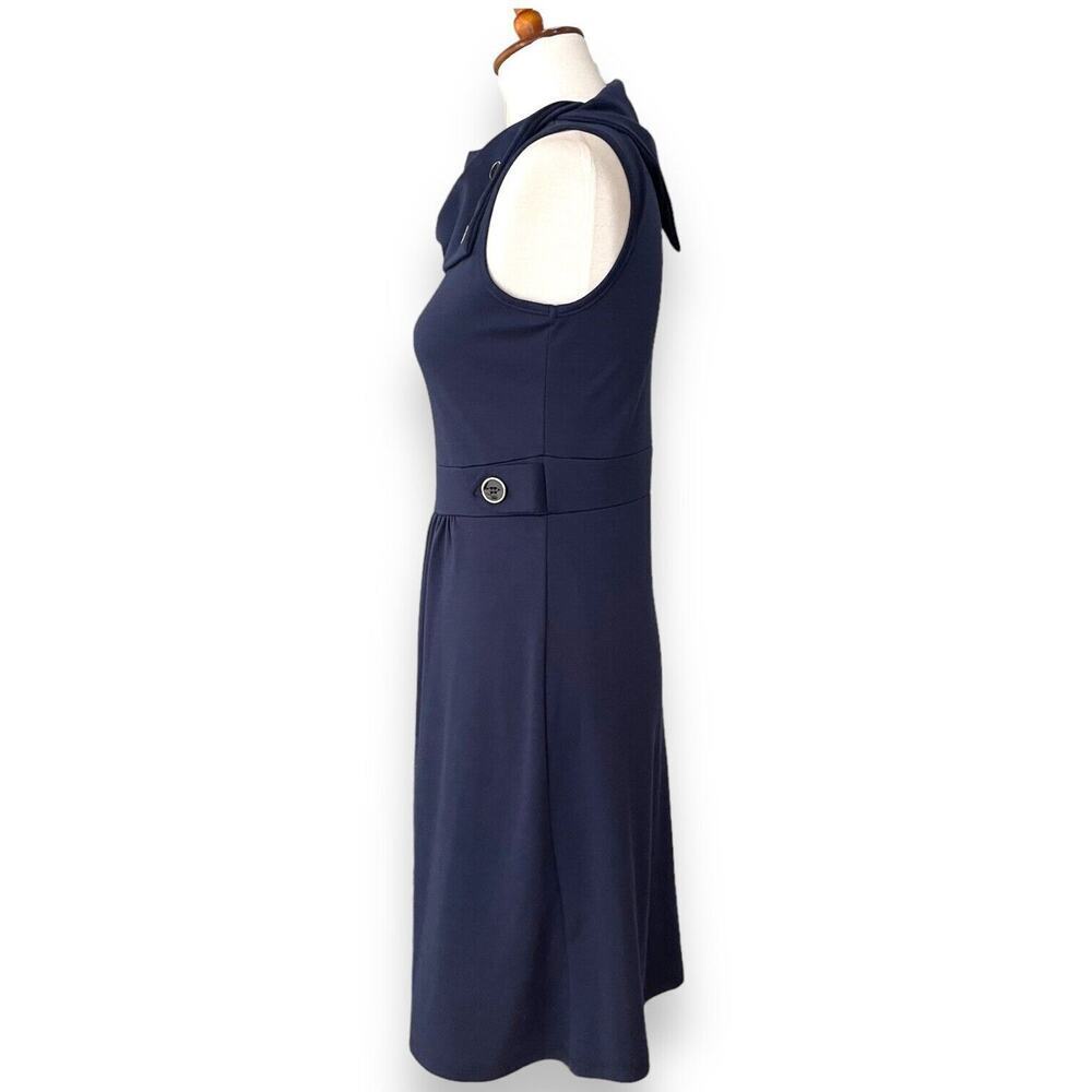 Coco Love Navy Blue Sleeveless Button Cowl Neck A-Line Dress Size Medium - Picture 4 of 8